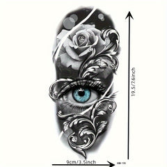 Eye & Flower Pattern Temporary Tattoo Waterproof Long lasting For Men Women