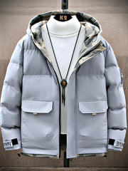 Men's Casual Fleece Hooded Jacket Camo Lining Winter Outwear