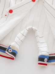 Newborn Block Baseball Romper Stripe Letter Jumpsuit