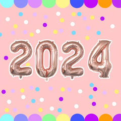 2022 New Year Balloons Golden Silvery Rose Golden Balloons Party Decorations