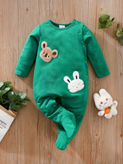 Unisex Baby Romper Cartoon Animal Embroidered Pattern Spring And Autumn