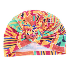 African Style Print Top Knot Girls Flower Baby Hat Bandana