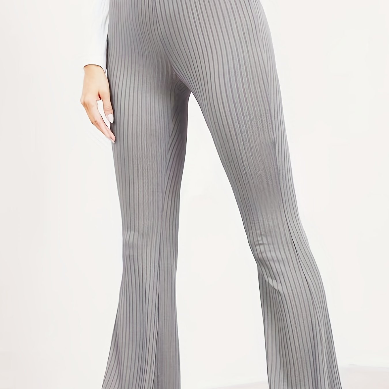 Ribbed High Rise Stretch Skinny Flare Leggings