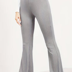 Ribbed High Rise Stretch Skinny Flare Leggings