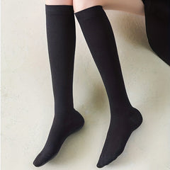 3 Pairs Solid Knee High Socks Women's Stockings
