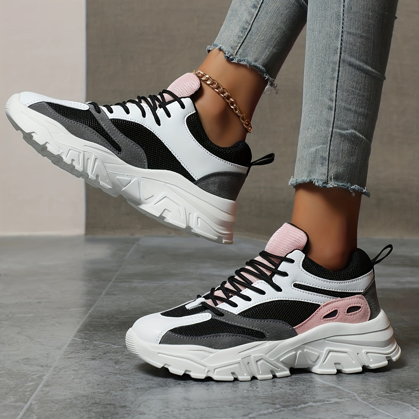 Chunky Sneakers Mesh Breathable Running Shoes