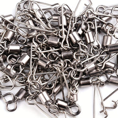 50pcs Stainless Steel Barrel Snap Swivels Fishing Line Connectors