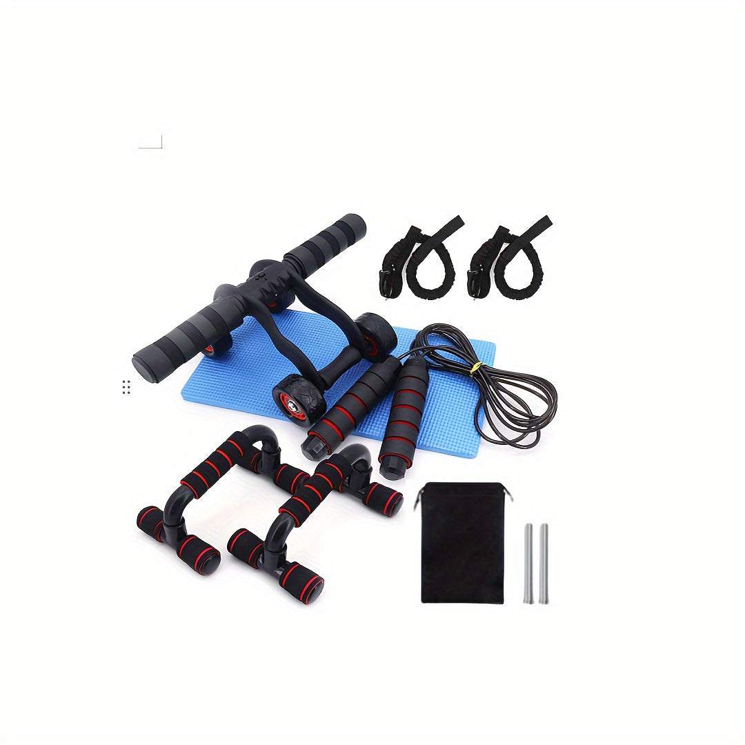 6pcs Fitness Set Ab Wheel Push Stand Tension Rope Skipping Ro