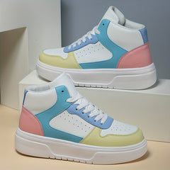 Women's Chunky Faux Leather Sneakers with Heighten Lightweight Design