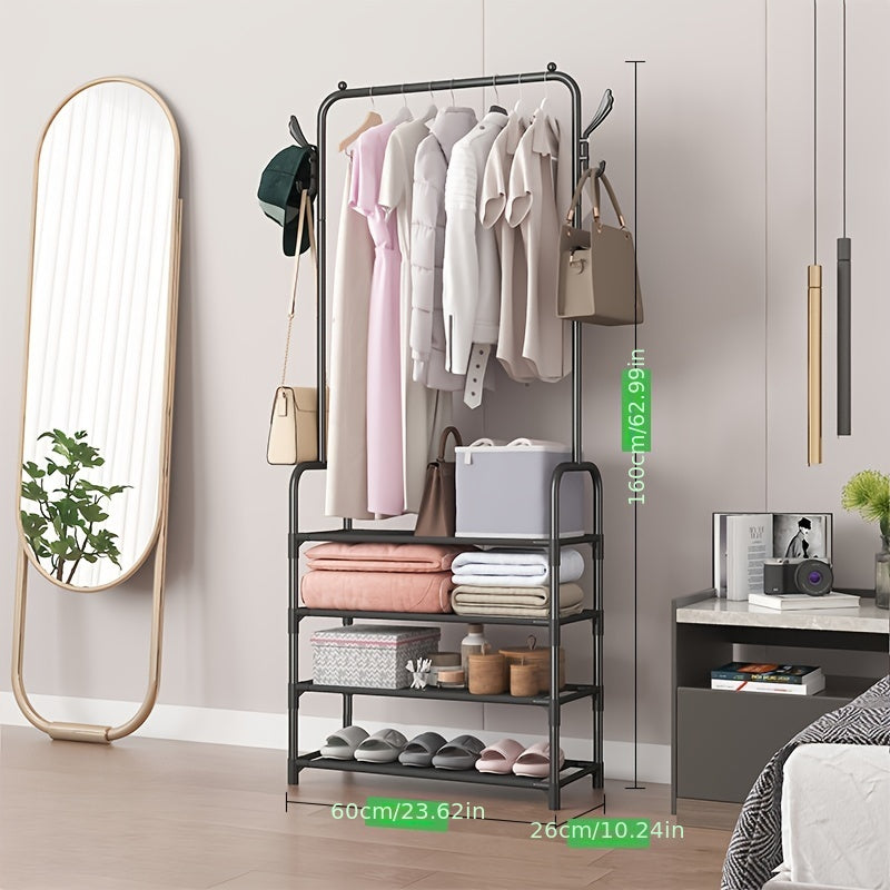 Entrance Coat Rack Foyer Shoe Rack with Storage Shelves
