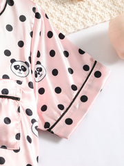 Girls Panda Print Pajama Set
