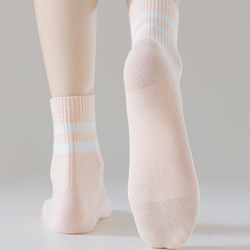 5 Pairs Striped Crew Socks Comfy & Breathable All Match Women's Stockings