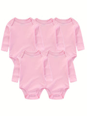 5Pcs Spring Autumn Unisex Long Sleeve Baby Boy Girl Bodysuits Cotton