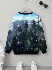 Teens 3D Snowy Jungle Print Sweatshirt Kids Pullover Street Wear