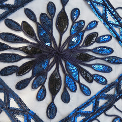 1920s Sequin Beaded Shawl Leaf Embroidery Tassel Cape