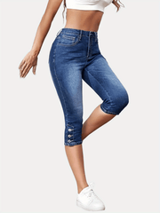 High Waist Slim Fit Capris Skinny Jeans