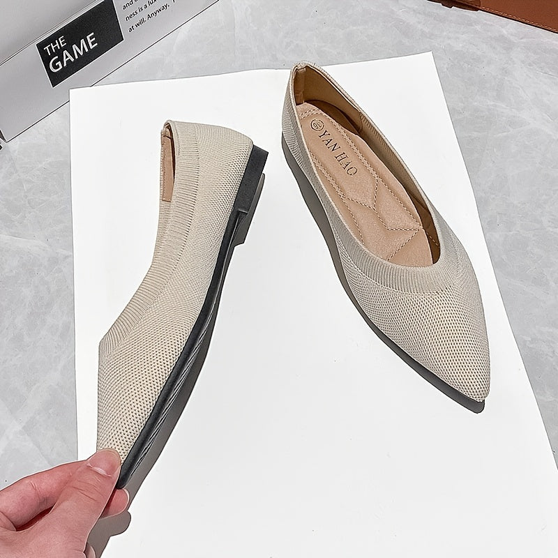 Women's Knitted Flat Shoes Soft Sole Slip On Casual Flats
