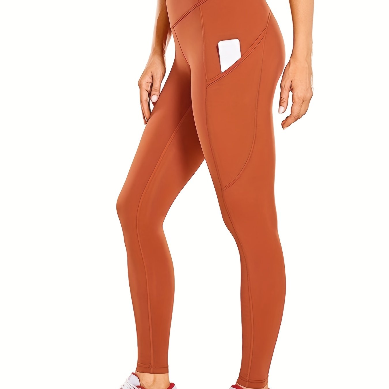 Sports Leggings High Waist Stretchy Yoga Pants With Phone Pockets