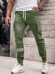 Men's Cargo Pants Flap Pocket Trousers Loose Outdoor Work Streetwear
