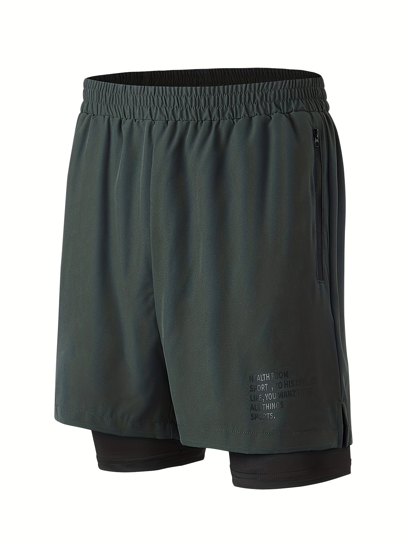 Men's 2-Layer Gym Shorts with Zip Pockets for Running & Workouts