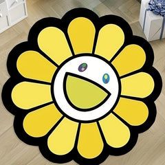 Sunflower Round Floor Mat Modern Home Decor Rug Non slip Door Mat