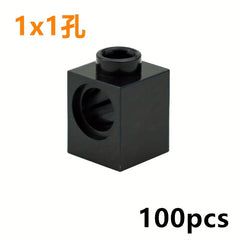 100pcs 1x1 Technology Parts Bricks with Hole MOC Brick Accessories