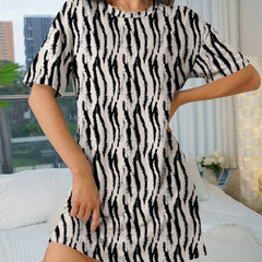 NightDress Casual Short Sleeve Crew Neck Pajama Dress