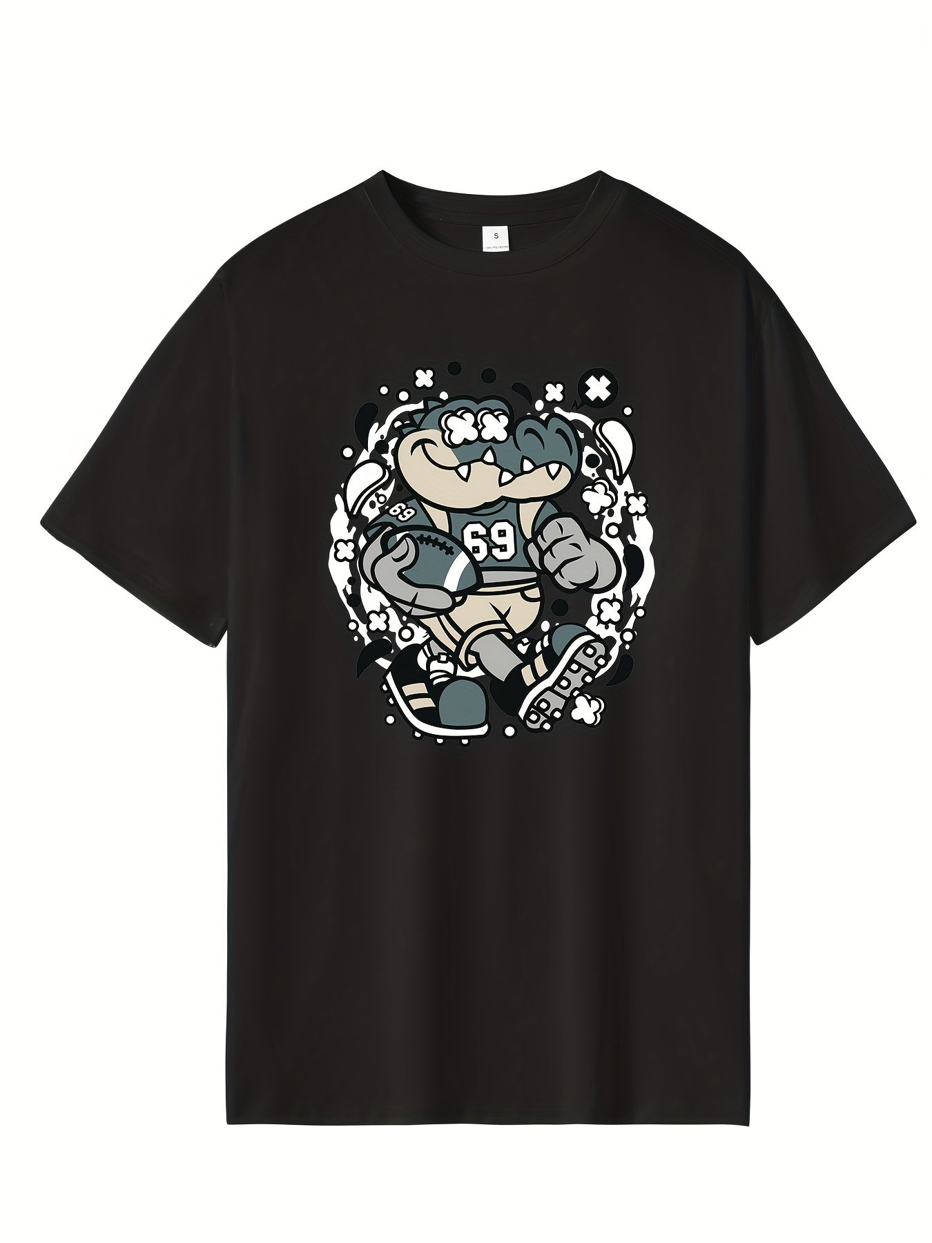 Men's Hip Pop Cartoon Print Tee Active Casual Slightly Stretch Crew Neck T shirt