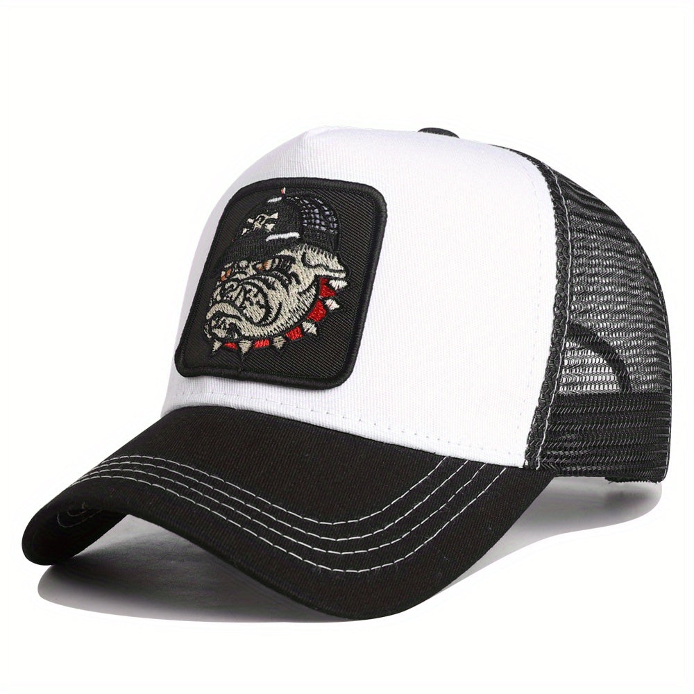 Dog Head Patch Trucker Hat Unisex Hip Hop Block Baseball Cap Mesh Breathable