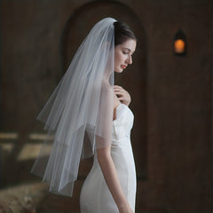 Double Layer Bridal Head Veil with Comb