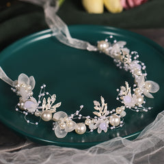 Floral Pearl Bridal Headband Wedding Hair Accessory