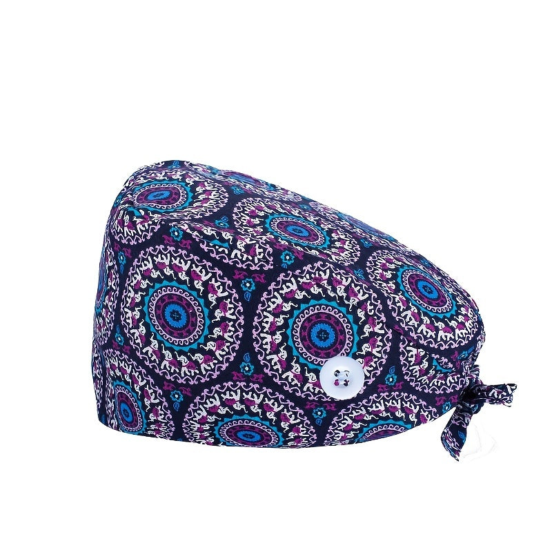 Cartoon Animal Print Scrub Cap Adjustable Nurse Hats Working Hat