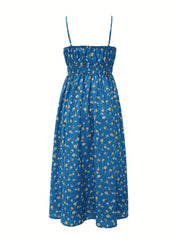 Floral Print Cami Maxi Dress V Neck Slim Waist