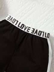 Baby Girl Cotton Letter Halter Top & Shorts Set