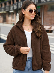 Women's Plush Fleece Winter Coat Soft Comfort Crop Jacket