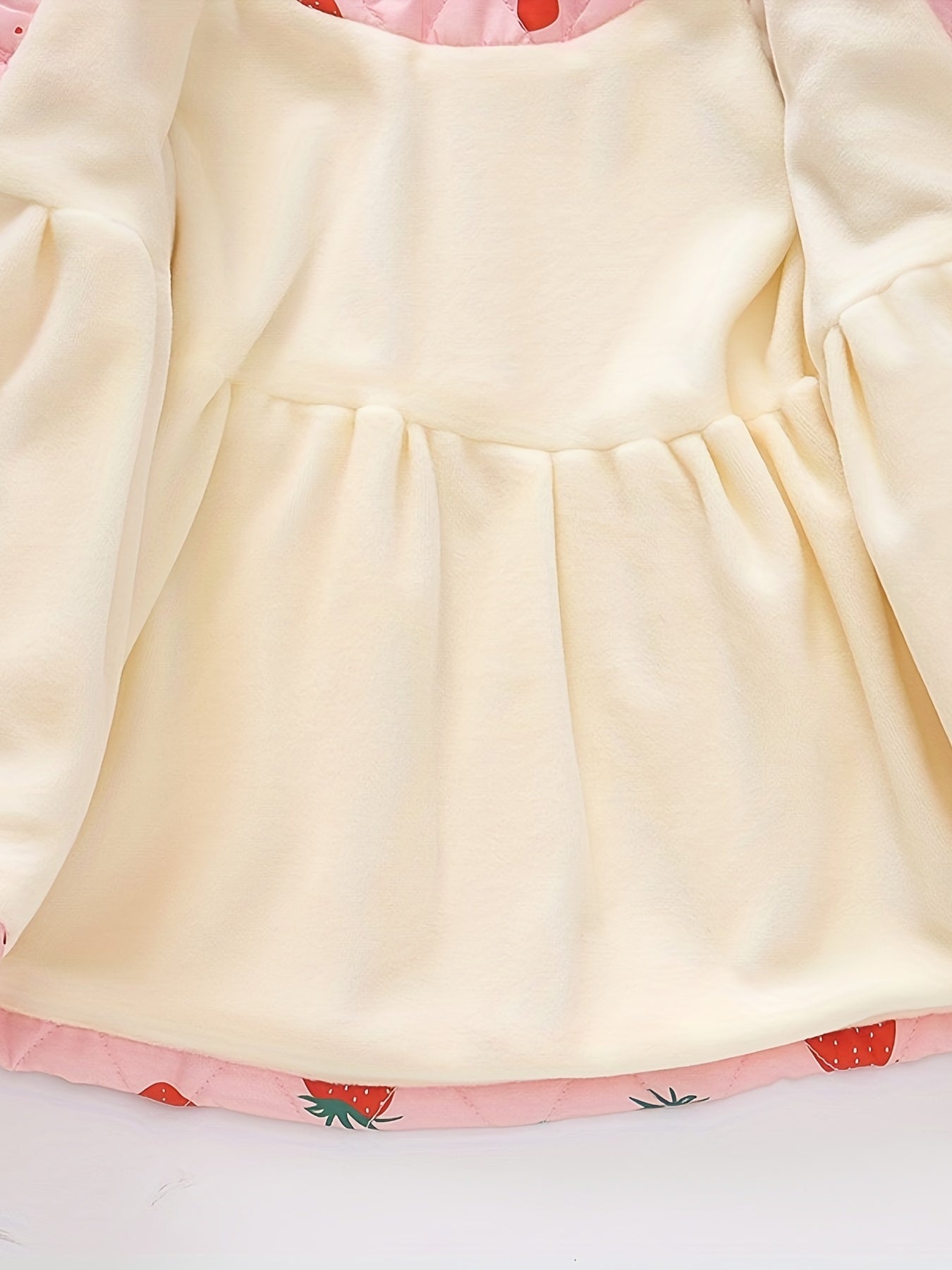 Winter Baby Girl Strawberry Graphic Thick Jacket Windproof Warm Toddler Coat