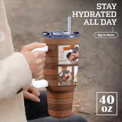 Custom Engraved 40oz Stainless Steel Tumbler with Lid and Handle