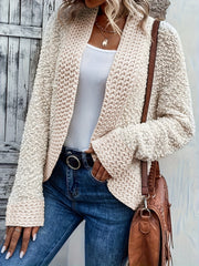 Casual Cardigan Women's Solid Long Sleeve Open Front Stretch Cardigan