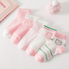 5 Pairs Kids Thin Lace Socks for Spring & Summer