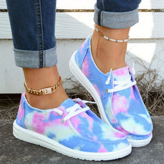 Women's Tie Dye Boat Shoes Lightweight Canvas Comfy Flat Walking Shoes