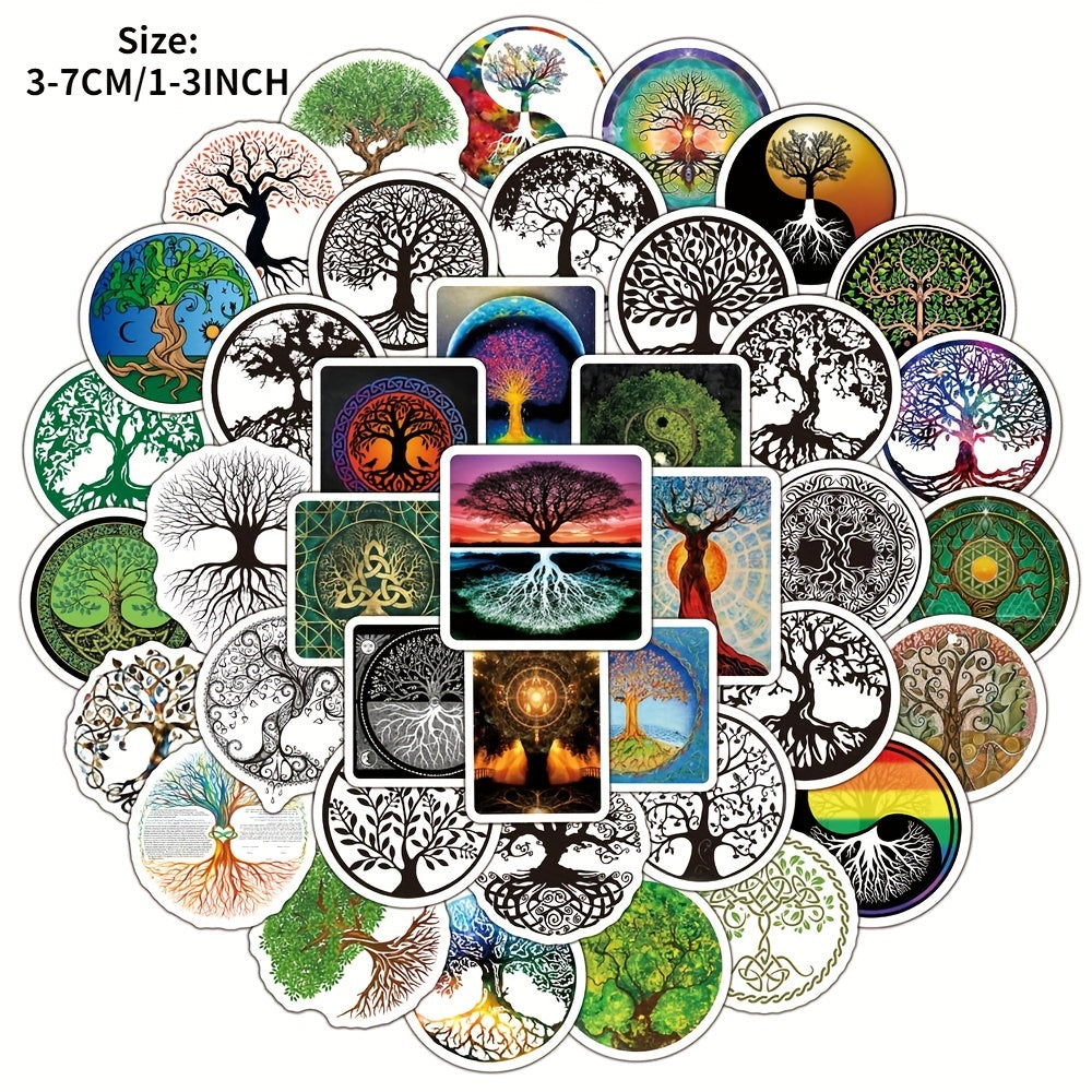 50Pcs Life Tree Doodle Sticker Waterproof Decorative DIY Creative Toys