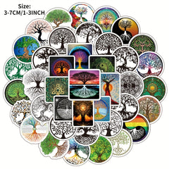 50Pcs Life Tree Doodle Sticker Waterproof Decorative DIY Creative Toys