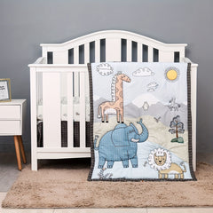 3pcs African Animals Print Baby Bedding Set For Children Nursery Kids