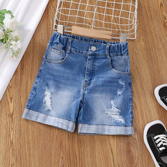 Girls Ripped Comfortable Denim Shorts for Summer