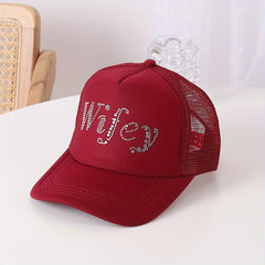 Rhinestone Wifey Y2K Trucker Hat Candy Mesh Baseball Cap