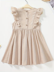 Toddler Girls Sleeveless Pleated Dress Baby Girls Ruffle Trim Casual Dress