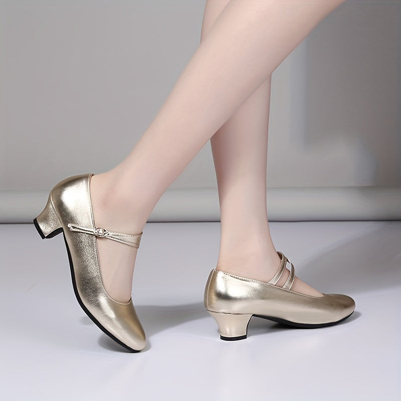 Women's Latin Dance Shoes Ankle Strap Buckle Pumps