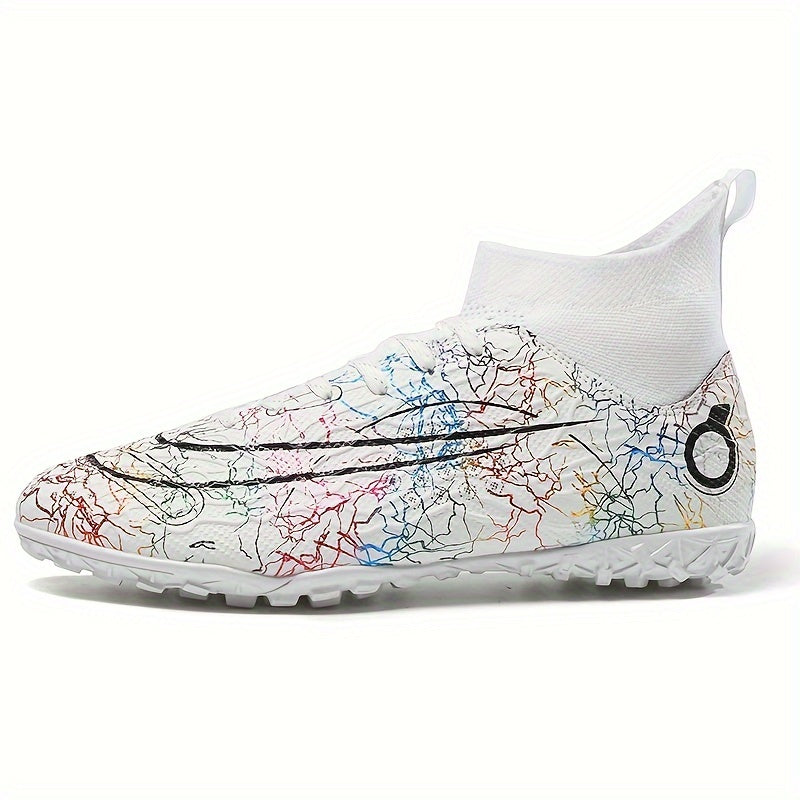 Men's High Top TF Football Boots Anti-Skid Cleats