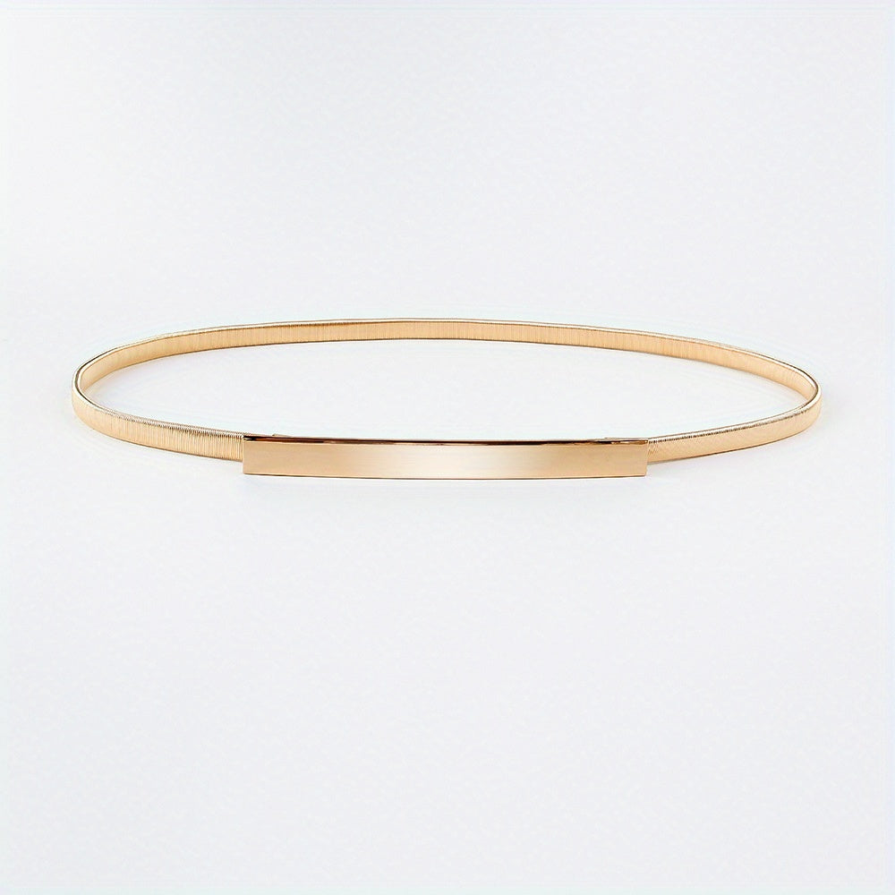 Boho Metal Buckleless Elastic Belt Women Thin Waist Belts
