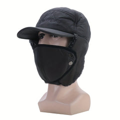 Trooper Hat Windproof Ear Protection Velvet Lined Warm Hat Winter Coldproof